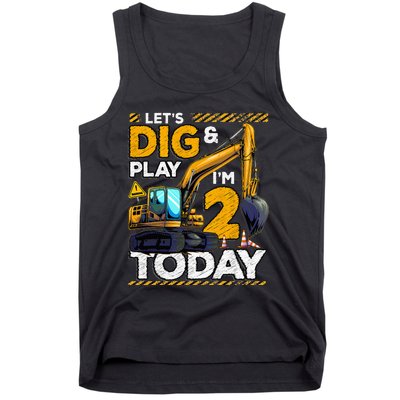 Birthday Boy 2 Construction 2nd Birthday Excavator Birthday Tank Top