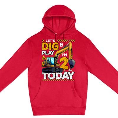 Birthday Boy 2 Construction 2nd Birthday Excavator Birthday Premium Pullover Hoodie