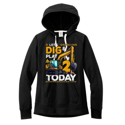 Birthday Boy 2 Construction 2nd Birthday Excavator Birthday Women's Fleece Hoodie