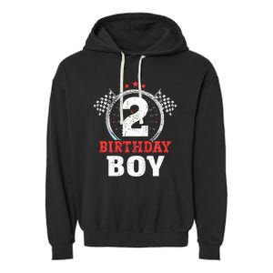 Birthday Boy 2 Two Race Car 2nd Birthday Racing Car Driver Garment-Dyed Fleece Hoodie