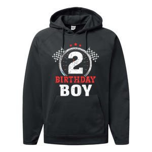 Birthday Boy 2 Two Race Car 2nd Birthday Racing Car Driver Performance Fleece Hoodie