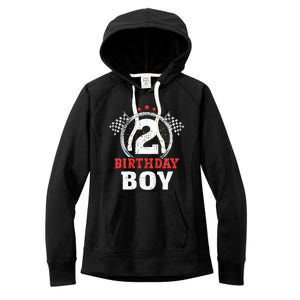 Birthday Boy 2 Two Race Car 2nd Birthday Racing Car Driver Women's Fleece Hoodie