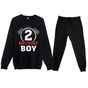 Birthday Boy 2 Two Race Car 2nd Birthday Racing Car Driver Premium Crewneck Sweatsuit Set