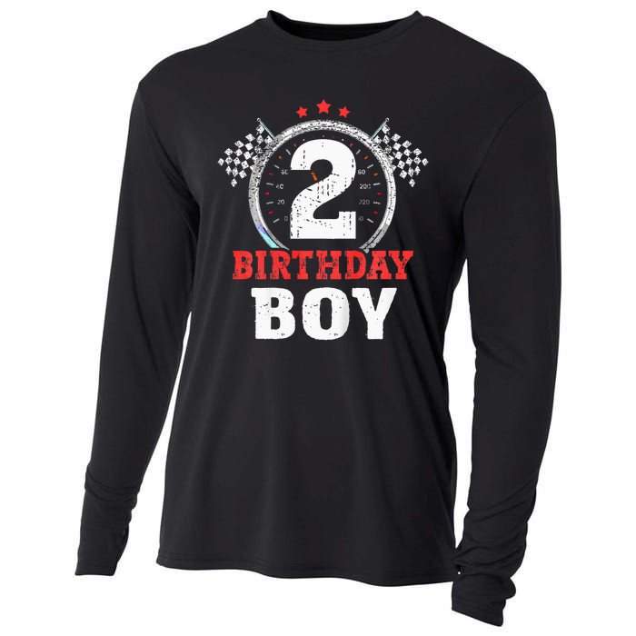 Birthday Boy 2 Two Race Car 2nd Birthday Racing Car Driver Cooling Performance Long Sleeve Crew