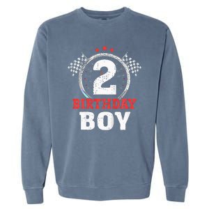 Birthday Boy 2 Two Race Car 2nd Birthday Racing Car Driver Garment-Dyed Sweatshirt