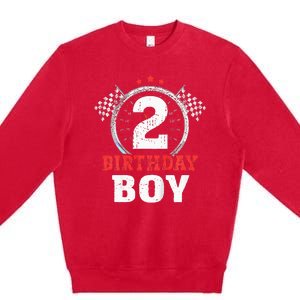 Birthday Boy 2 Two Race Car 2nd Birthday Racing Car Driver Premium Crewneck Sweatshirt