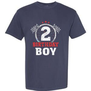 Birthday Boy 2 Two Race Car 2nd Birthday Racing Car Driver Garment-Dyed Heavyweight T-Shirt