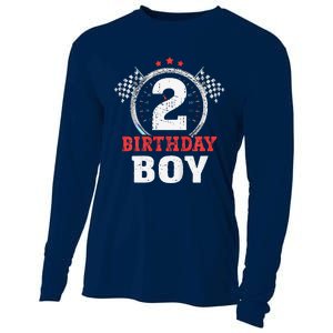 Birthday Boy 2 Two Race Car 2nd Birthday Racing Car Driver Cooling Performance Long Sleeve Crew