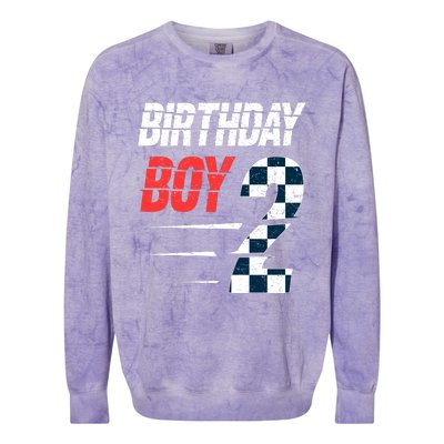 Birthday Boy 2 Two Race Car 2nd Birthday Racing Car Driver Colorblast Crewneck Sweatshirt