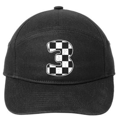 Birthday Boy 3 Three Race Car 3rd Birthday Racing Car Flag 7-Panel Snapback Hat