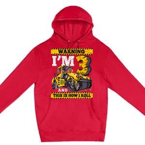 Birthday Boy 3 Construction 3rd Birthday Roller 3rd Birthday Premium Pullover Hoodie