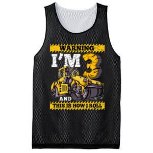 Birthday Boy 3 Construction 3rd Birthday Roller 3rd Birthday Mesh Reversible Basketball Jersey Tank