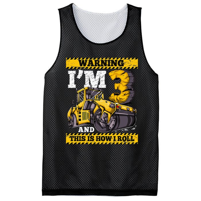 Birthday Boy 3 Construction 3rd Birthday Roller 3rd Birthday Mesh Reversible Basketball Jersey Tank