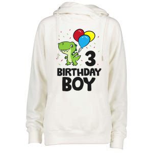 Birthday Boy 3rd Birthday Dinosaur Womens Funnel Neck Pullover Hood