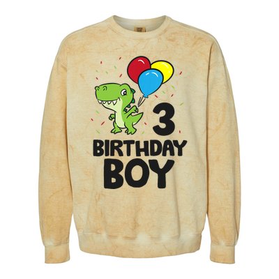 Birthday Boy 3rd Birthday Dinosaur Colorblast Crewneck Sweatshirt