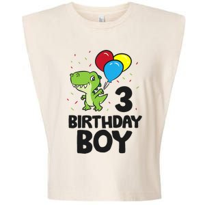 Birthday Boy 3rd Birthday Dinosaur Garment-Dyed Women's Muscle Tee