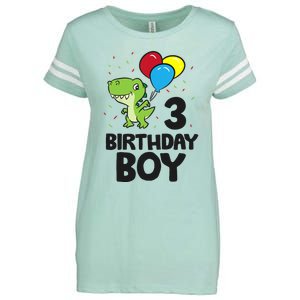 Birthday Boy 3rd Birthday Dinosaur Enza Ladies Jersey Football T-Shirt