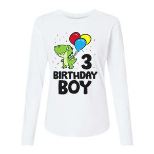 Birthday Boy 3rd Birthday Dinosaur Womens Cotton Relaxed Long Sleeve T-Shirt