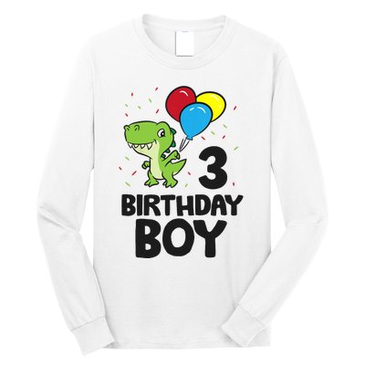 Birthday Boy 3rd Birthday Dinosaur Long Sleeve Shirt