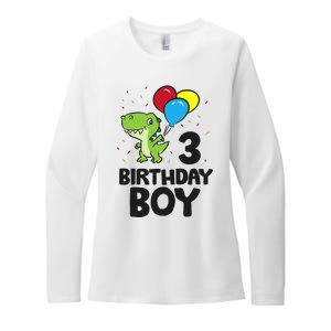 Birthday Boy 3rd Birthday Dinosaur Womens CVC Long Sleeve Shirt