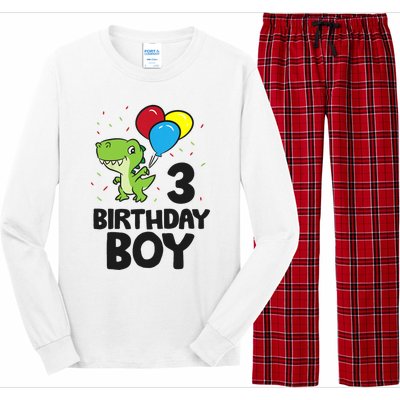 Birthday Boy 3rd Birthday Dinosaur Long Sleeve Pajama Set