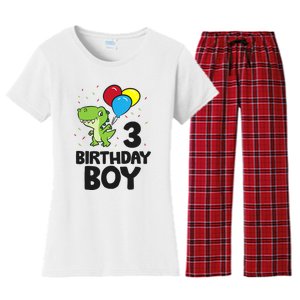 Birthday Boy 3rd Birthday Dinosaur Women's Flannel Pajama Set