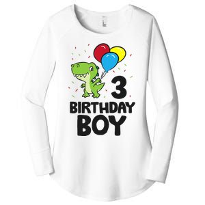 Birthday Boy 3rd Birthday Dinosaur Women's Perfect Tri Tunic Long Sleeve Shirt