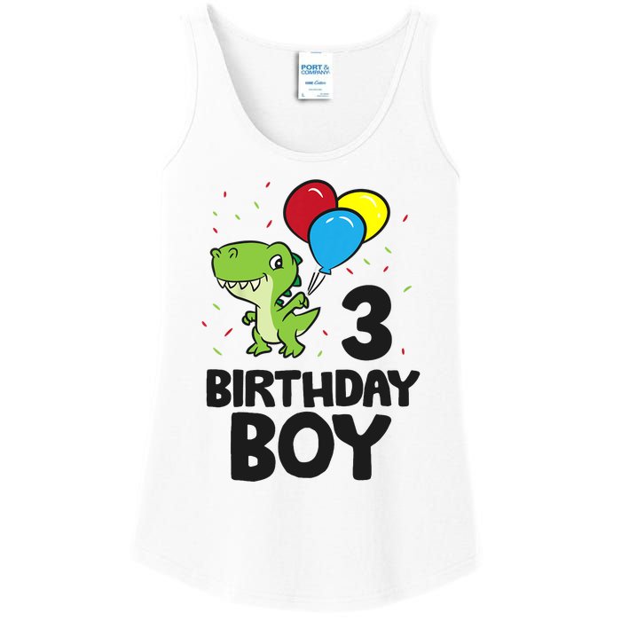 Birthday Boy 3rd Birthday Dinosaur Ladies Essential Tank