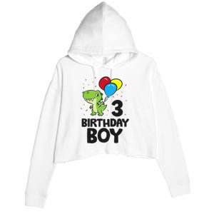 Birthday Boy 3rd Birthday Dinosaur Crop Fleece Hoodie