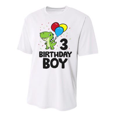 Birthday Boy 3rd Birthday Dinosaur Performance Sprint T-Shirt