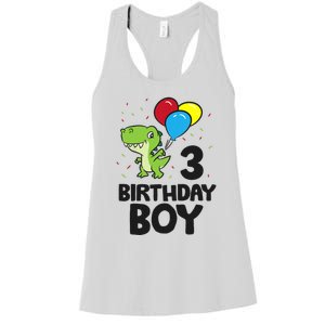 Birthday Boy 3rd Birthday Dinosaur Women's Racerback Tank