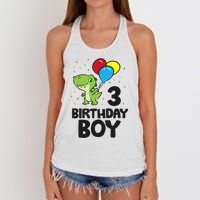 Birthday Boy 3rd Birthday Dinosaur Women's Knotted Racerback Tank