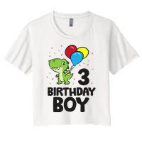 Birthday Boy 3rd Birthday Dinosaur Women's Crop Top Tee