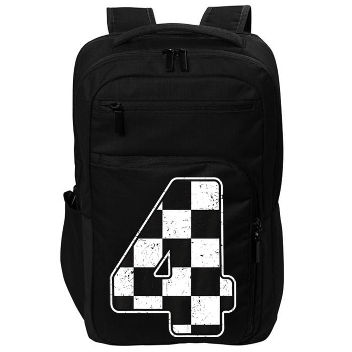 Birthday Boy 4 Four Race Car 4th Birthday Racing Car Flag Impact Tech Backpack