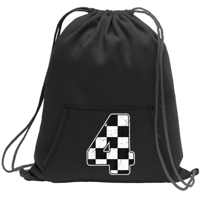 Birthday Boy 4 Four Race Car 4th Birthday Racing Car Flag Sweatshirt Cinch Pack Bag