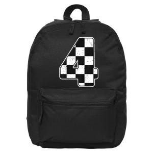 Birthday Boy 4 Four Race Car 4th Birthday Racing Car Flag 16 in Basic Backpack