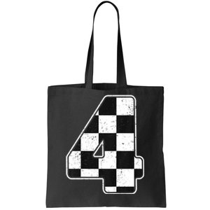 Birthday Boy 4 Four Race Car 4th Birthday Racing Car Flag Tote Bag