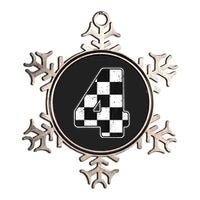 Birthday Boy 4 Four Race Car 4th Birthday Racing Car Flag Metallic Star Ornament