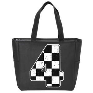 Birthday Boy 4 Four Race Car 4th Birthday Racing Car Flag Zip Tote Bag