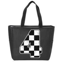 Birthday Boy 4 Four Race Car 4th Birthday Racing Car Flag Zip Tote Bag