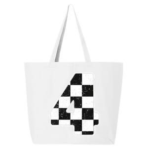 Birthday Boy 4 Four Race Car 4th Birthday Racing Car Flag 25L Jumbo Tote