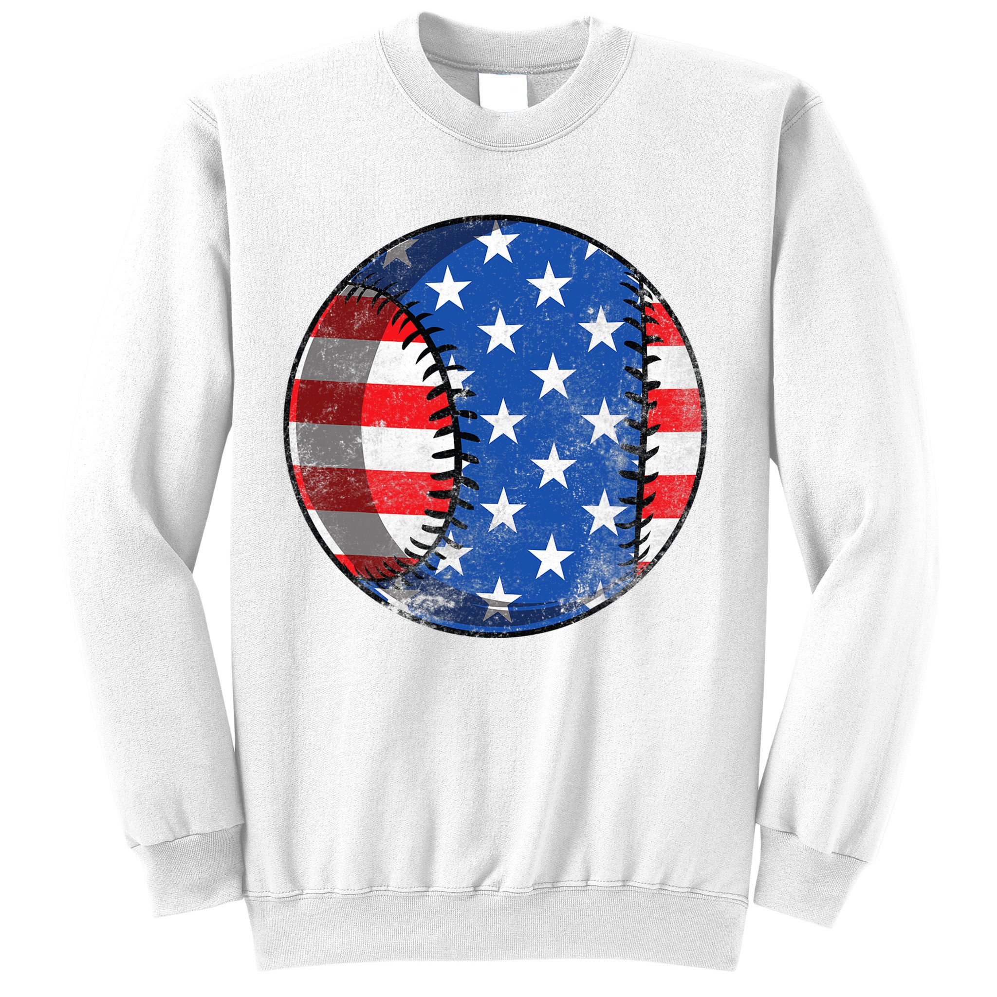Baseball Ball 4th Of July Boys American Flag Sweatshirt