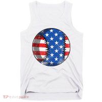 Baseball Ball 4th Of July Boys American Flag Tank Top