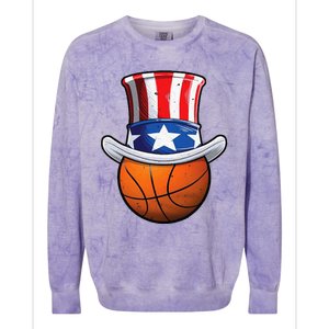 Basketball Ball 4th Of July Uncle Sam American Flag Colorblast Crewneck Sweatshirt