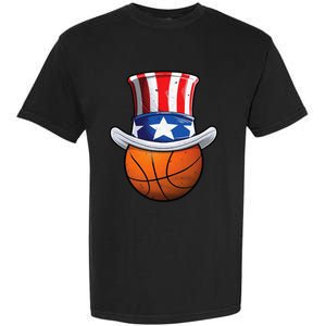 Basketball Ball 4th Of July Uncle Sam American Flag Garment-Dyed Heavyweight T-Shirt