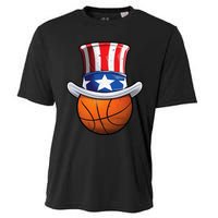 Basketball Ball 4th Of July Uncle Sam American Flag Cooling Performance Crew T-Shirt