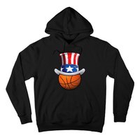 Basketball Ball 4th Of July Uncle Sam American Flag Hoodie