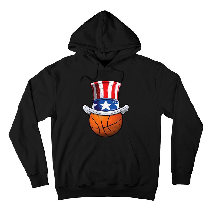 Basketball Ball 4th Of July Uncle Sam American Flag Hoodie