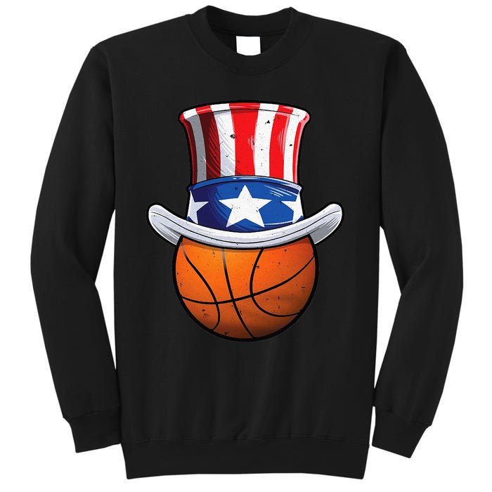 Basketball Ball 4th Of July Uncle Sam American Flag Sweatshirt