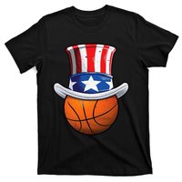 Basketball Ball 4th Of July Uncle Sam American Flag T-Shirt